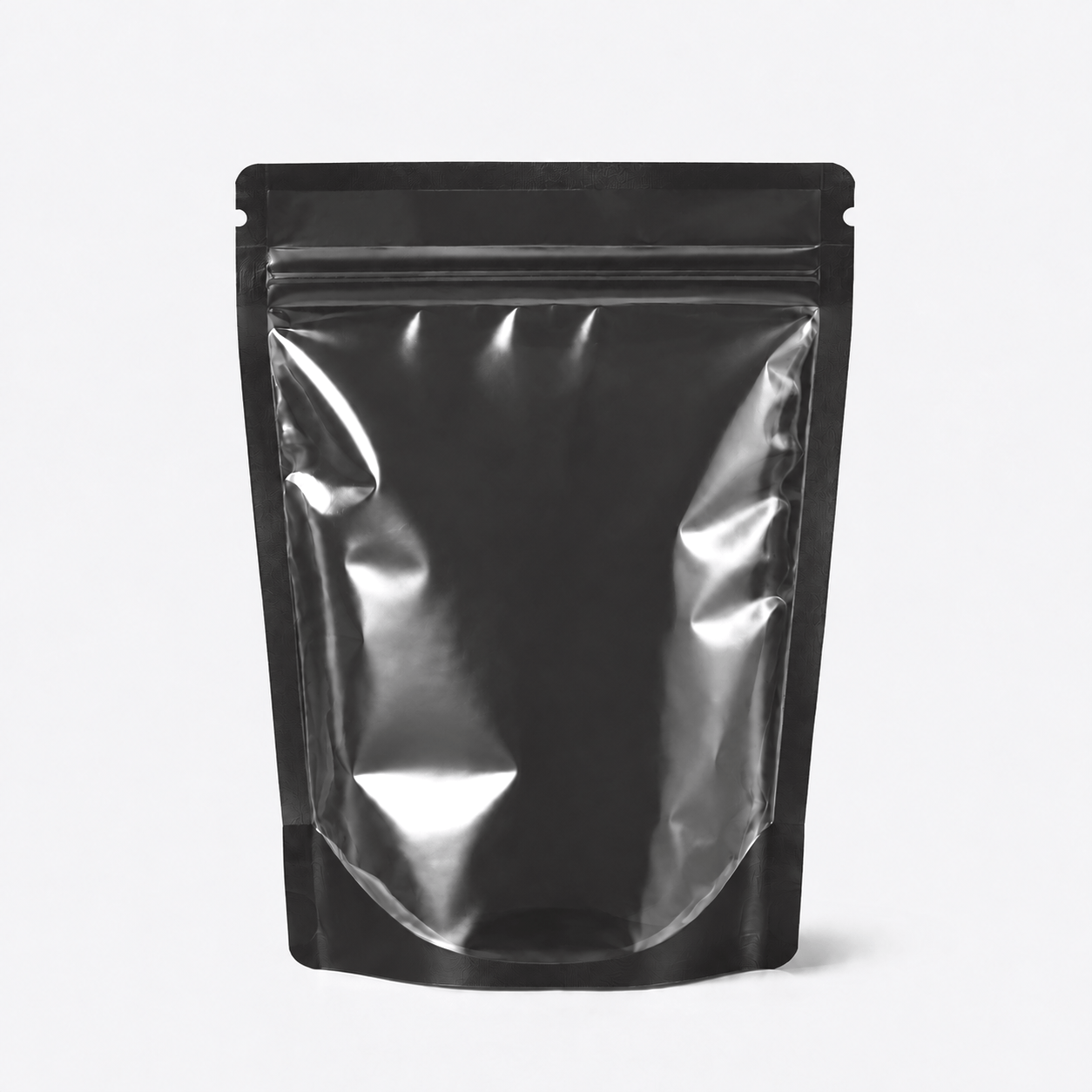 One Side Clear Stand Up Pouch stock pouch product photo in Clear / Matte Black