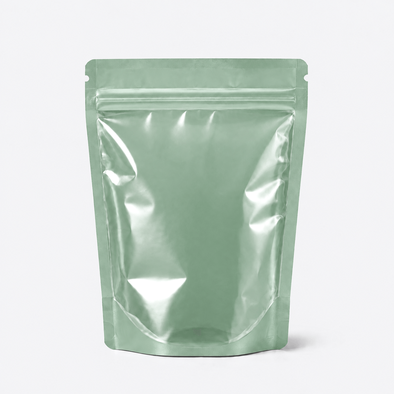 One Side Clear Stand Up Pouch stock pouch product photo in Clear / Matte Light Green