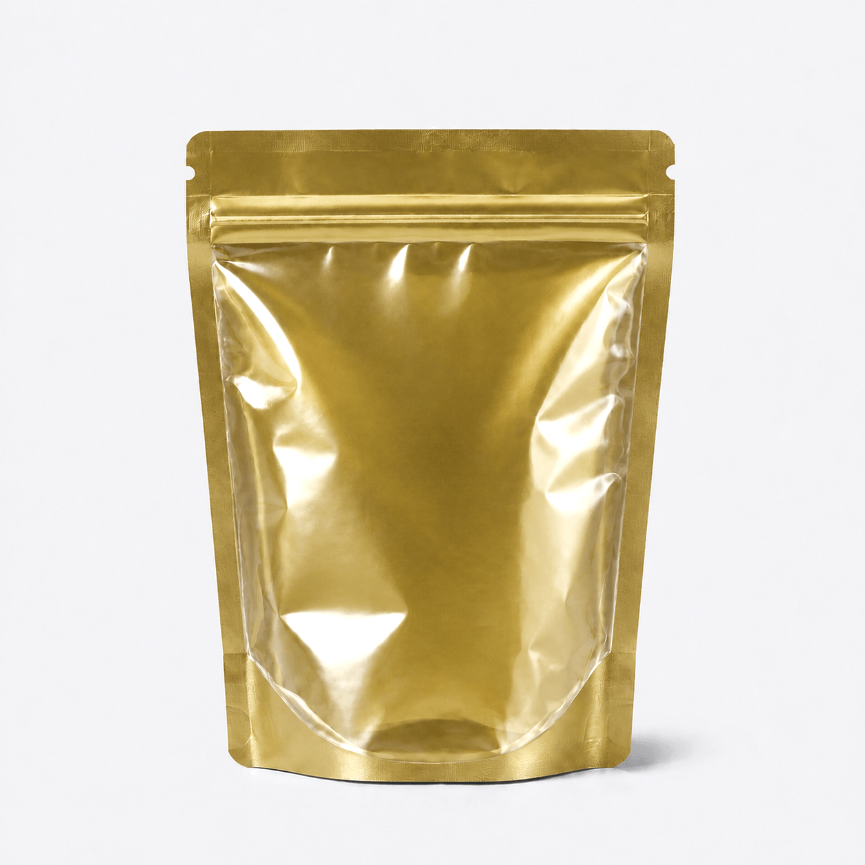 One Side Clear Stand Up Pouch stock pouch product photo in Clear / Shiny Gold