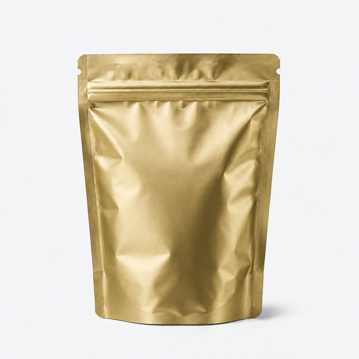 Ultra Barrier Foil Stand Up Pouch stock pouch product photo in Matte Gold