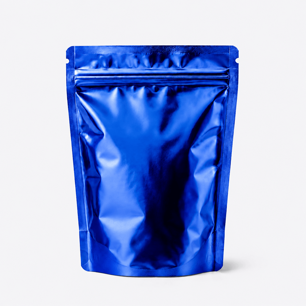 Ultra Barrier Foil Stand Up Pouch stock pouch product photo in Shiny Blue