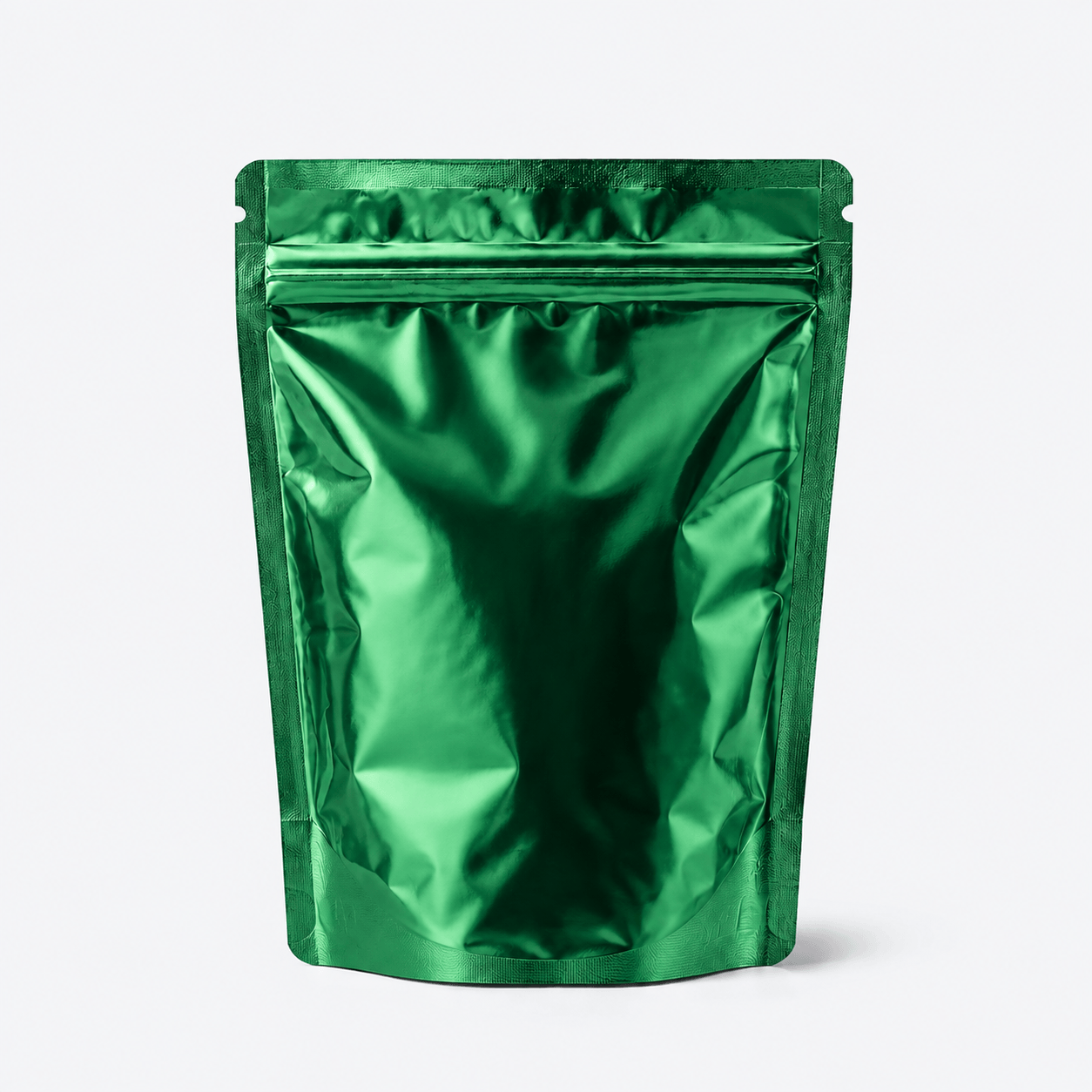 Ultra Barrier Foil Stand Up Pouch stock pouch product photo in Shiny Green
