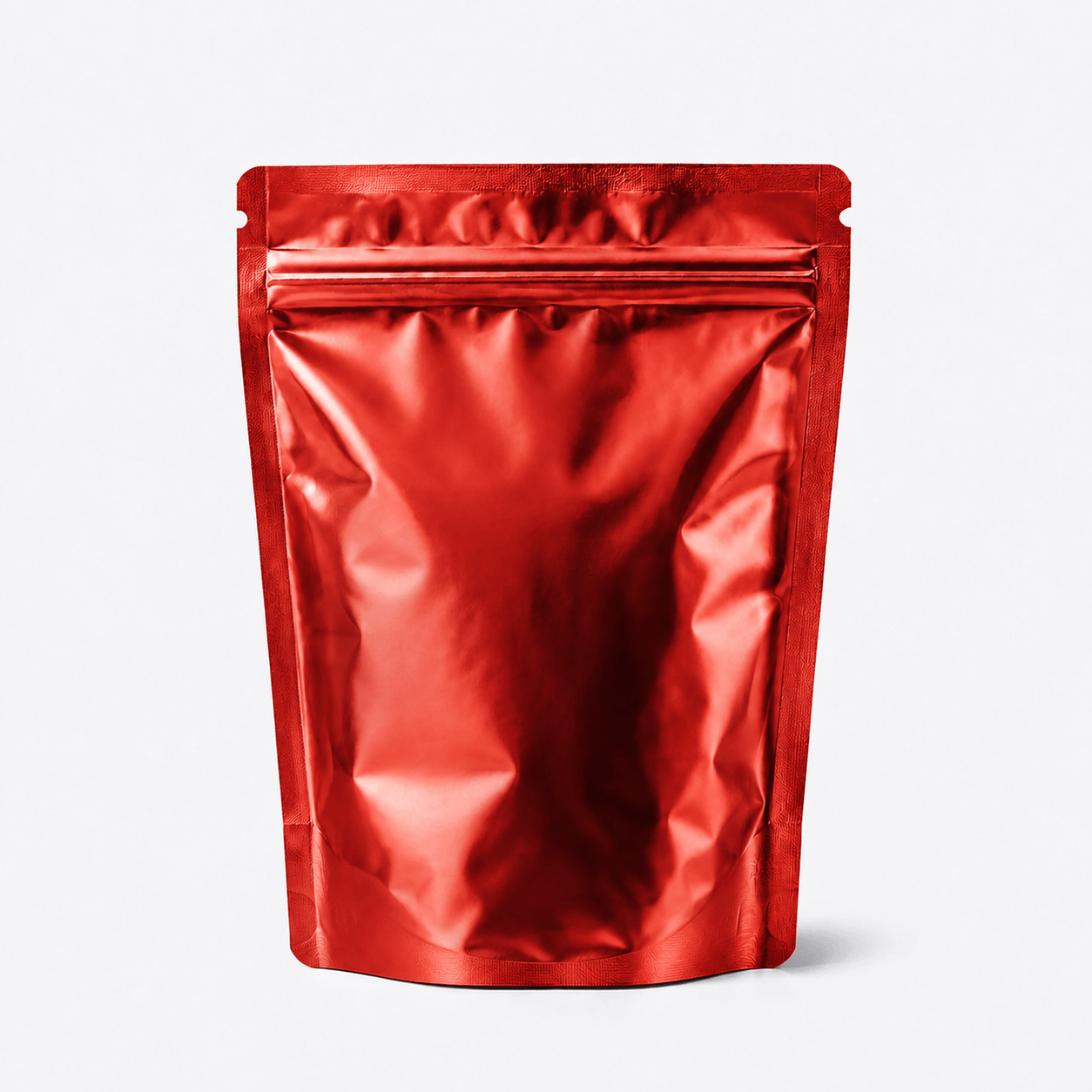 Ultra Barrier Foil Stand Up Pouch stock pouch product photo in Shiny Red