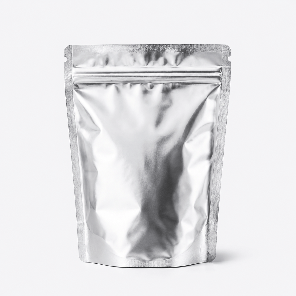 Ultra Barrier Foil Stand Up Pouch stock pouch product photo in Shiny Silver