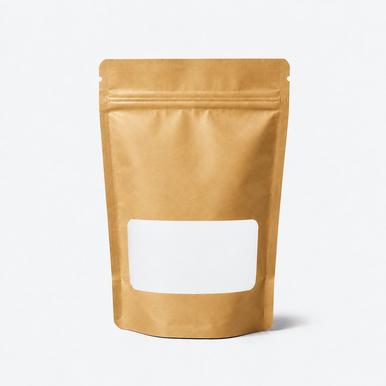 Recyclable Stand-Up Pouches with Rectangle Window stock pouch product photo in Kraft Look