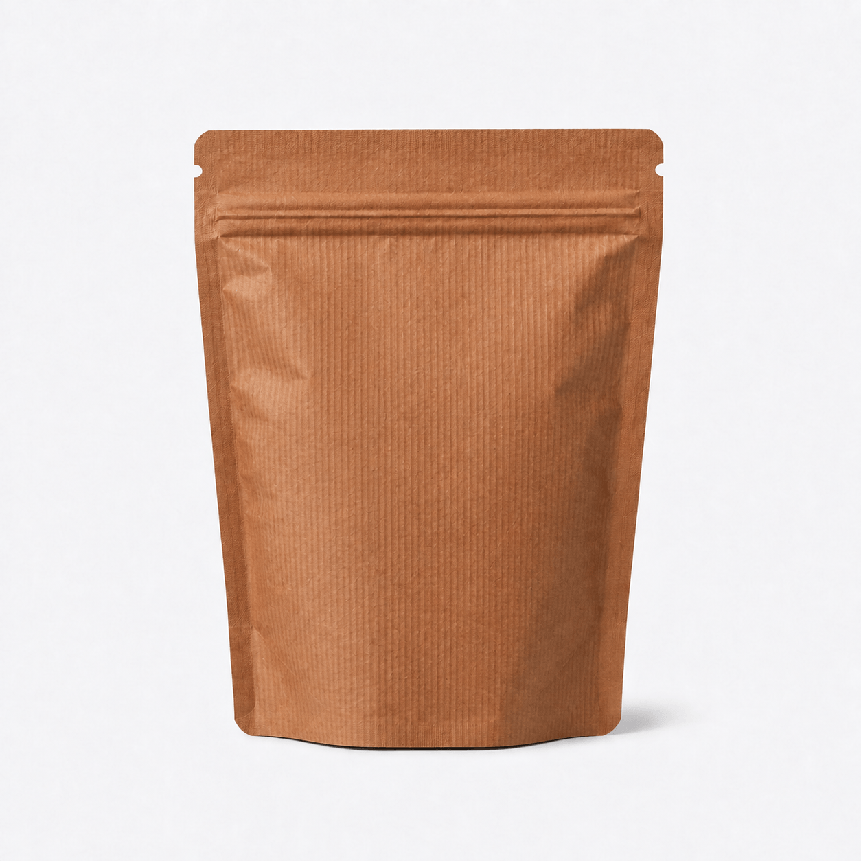 Ultra Barrier Kraft Stand-Up Pouches stock pouch product photo in Brown Striped Paper