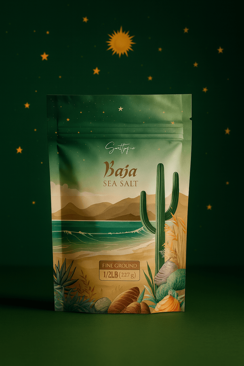 High barrier Baja sea salt pouch produced for Saltique