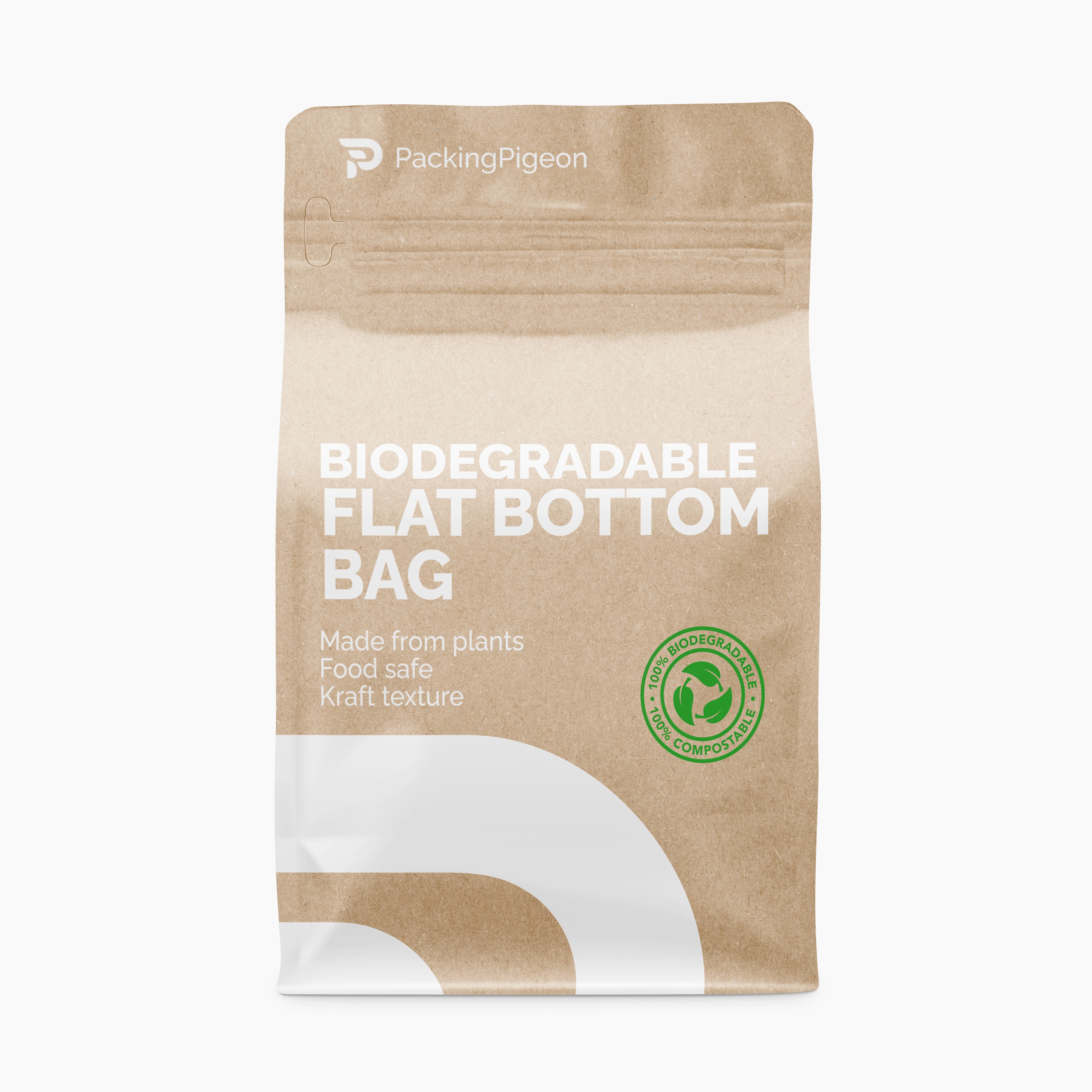 Biodegradable kraft flat bottom pouch
