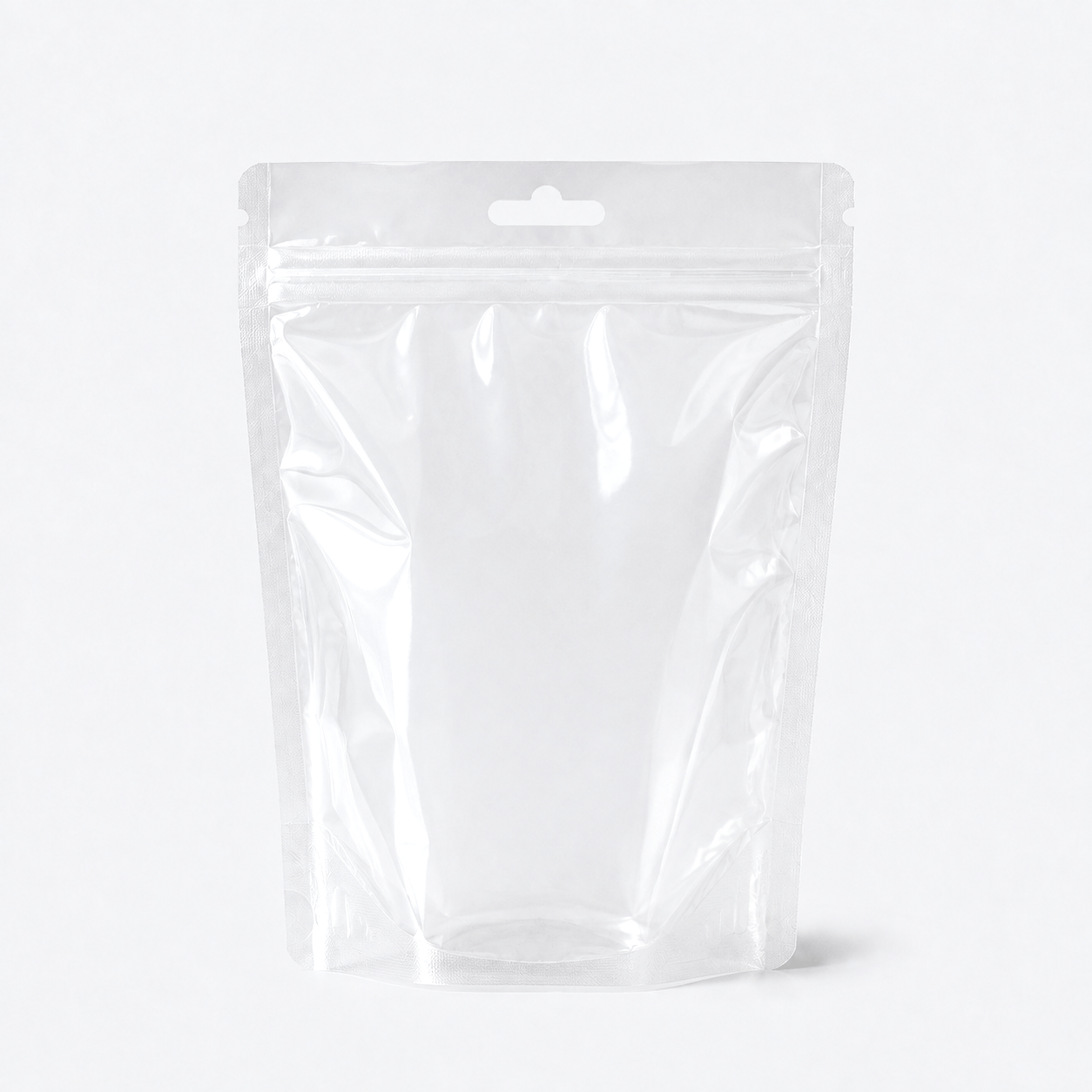 Clear Stand-Up Pouch with Euro Hole stock pouch product photo in Clear / Clear