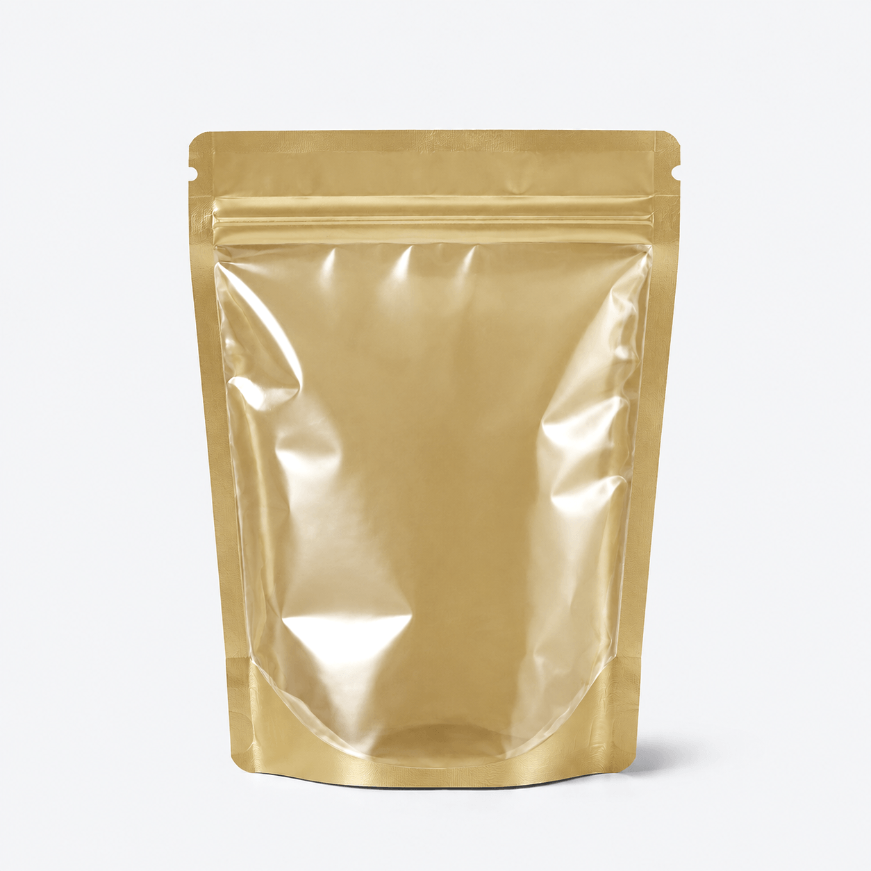 One Side Clear Stand Up Pouch stock pouch product photo in Clear / Matte Gold