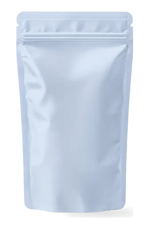 Unprinted stand-up pouch with a resealable zipper and bottom gusset
